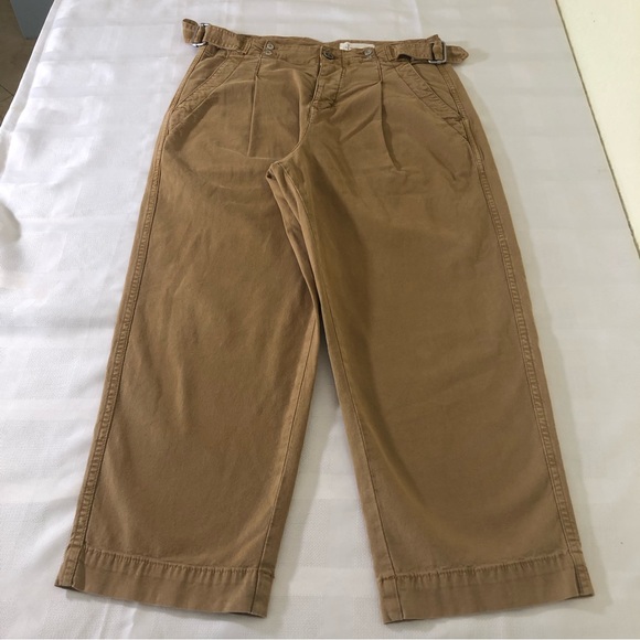 Anthropologie Khaki/Tan Wide-Leg Crop Cargo Pants High-Waisted Women’s Size 29 - Picture 13 of 16